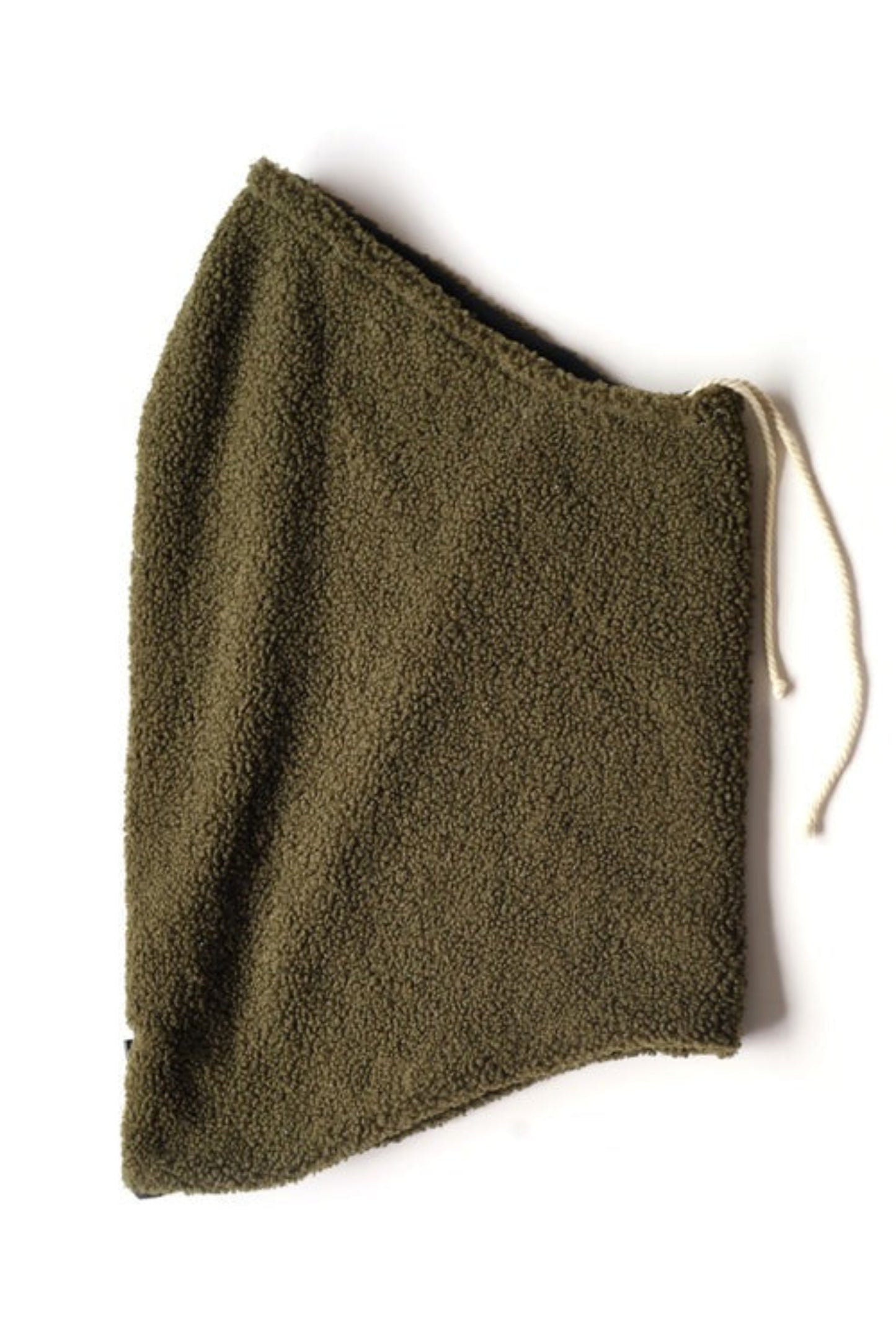 Col capuche réversible kaki en sherpa vu à plat