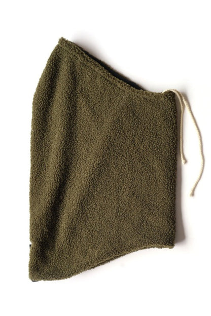 Col capuche réversible kaki en sherpa vu à plat