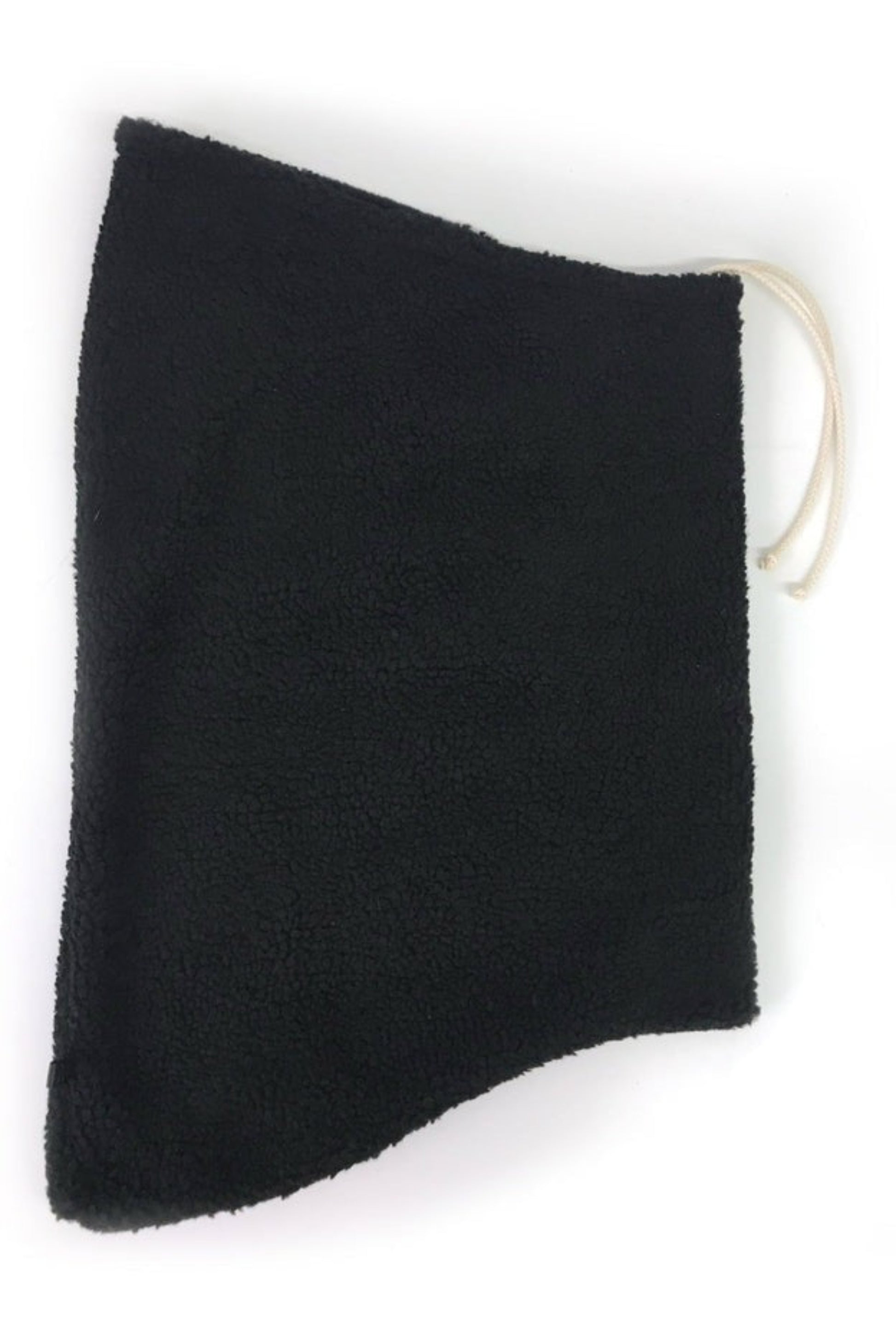 Col capuche réversible noir en sherpa vu à plat