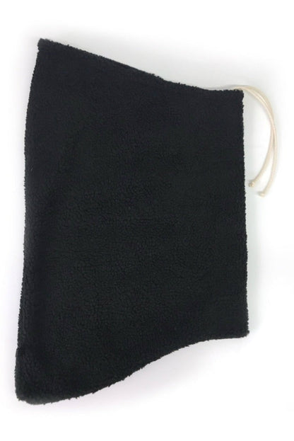 Col capuche réversible noir en sherpa vu à plat