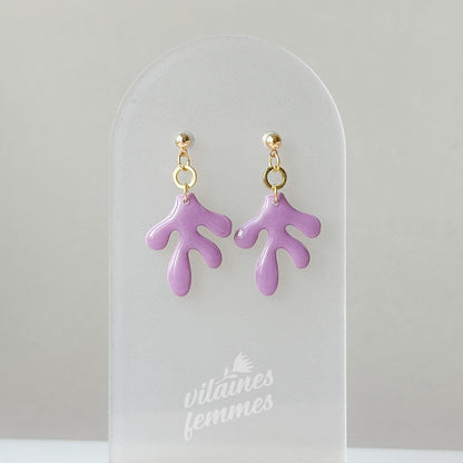 Boucles abstraites lilas pastel, fabriquées à la main au Québec