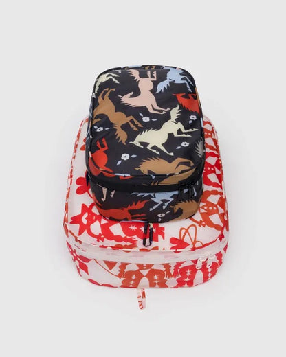 Pochettes Baggu empilées – Grand et petit cube de rangement “Découpage Western”