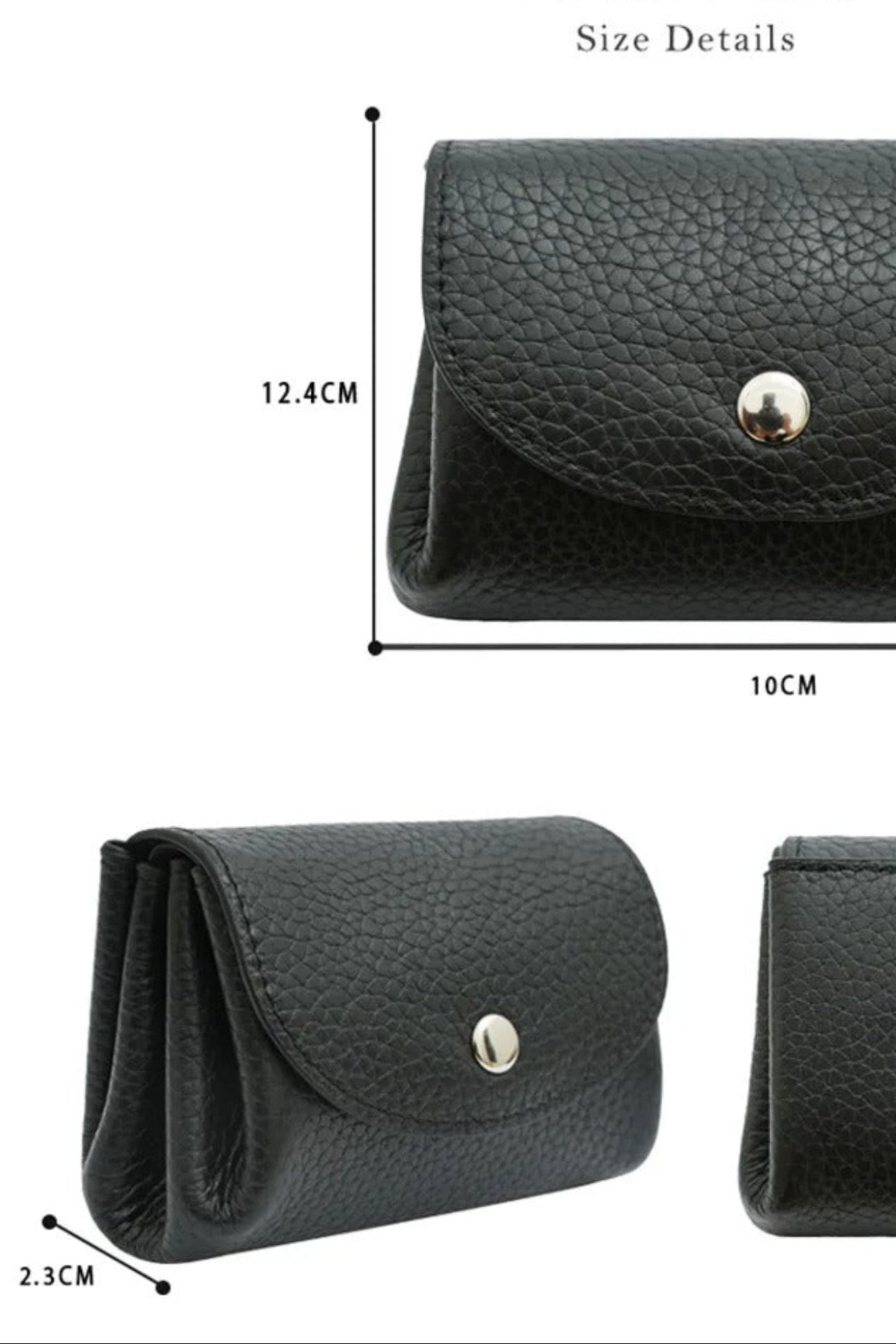 Dimensions du porte-monnaie en cuir véritable format compact