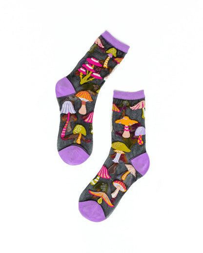 Magic Mushrooms - Chaussettes transparentes résistantes ultra tendances