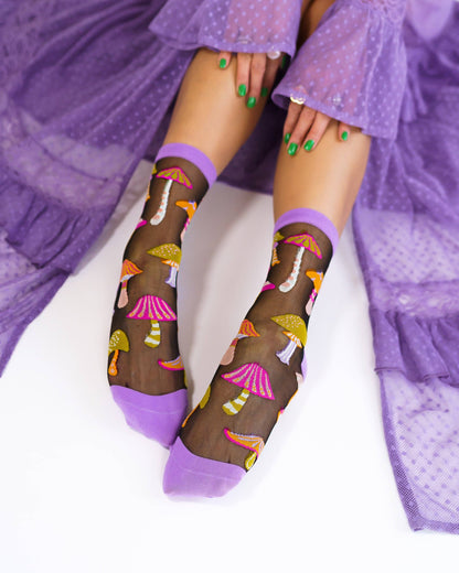 Magic Mushrooms - Chaussettes transparentes résistantes ultra tendances