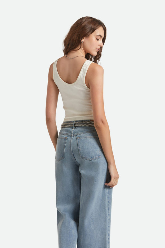 Vue arrière du débardeur pointelle blanc, maille légère 100% coton