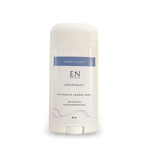 déodorant naturel ambre et sauge, sans aluminium ni bicarbonate, en bâton 80 g

