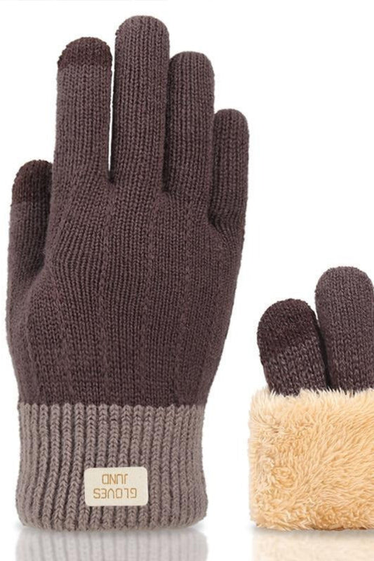 gants bruns d’hiver avec doublure douce