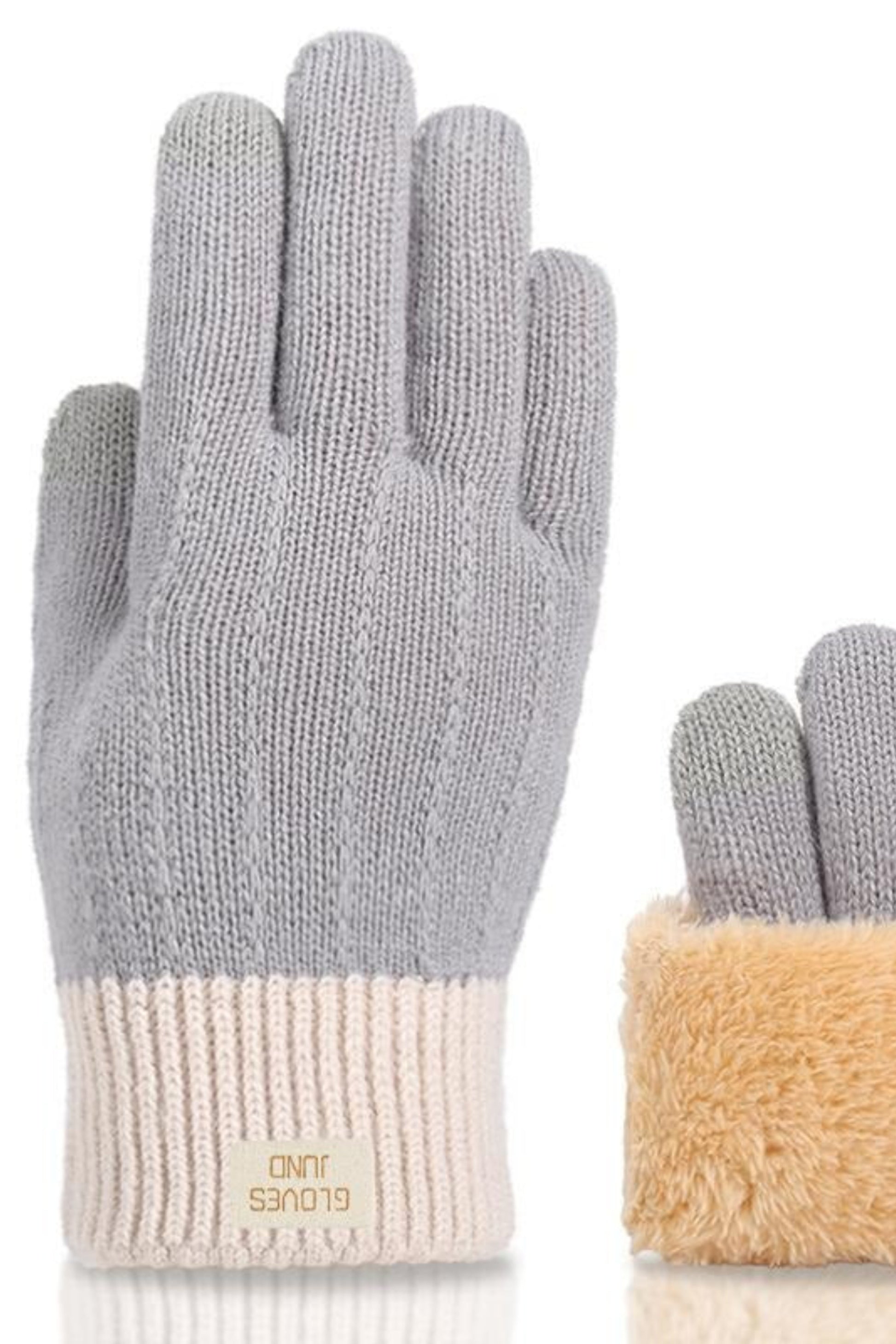 gants gris tactiles avec interieur fourre