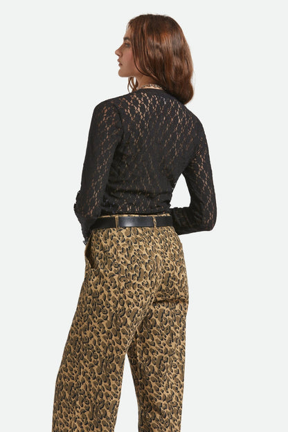 Vue arrière du haut Mathilda en dentelle noire transparente