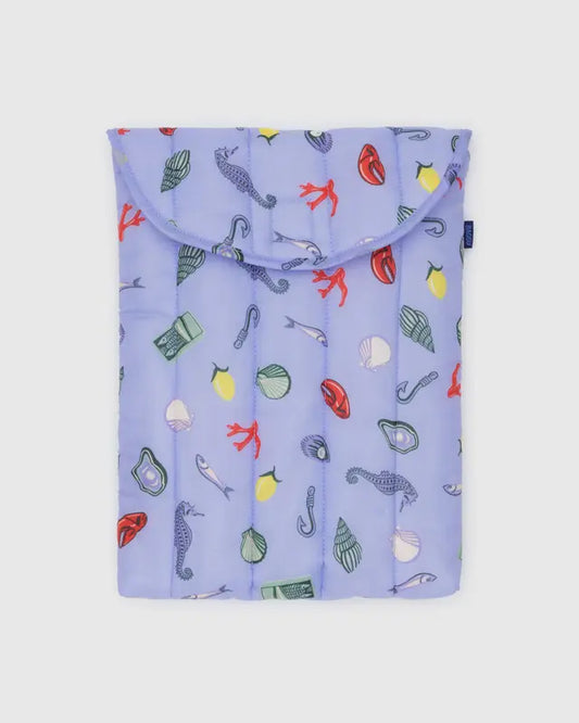 Housse pour ordinateur 13-14 pouces motif marin coloré en nylon recyclé matelassé