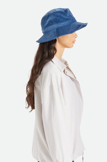 Petra Joe Bleu - Bucket Hat en velours côtelé 100 % coton