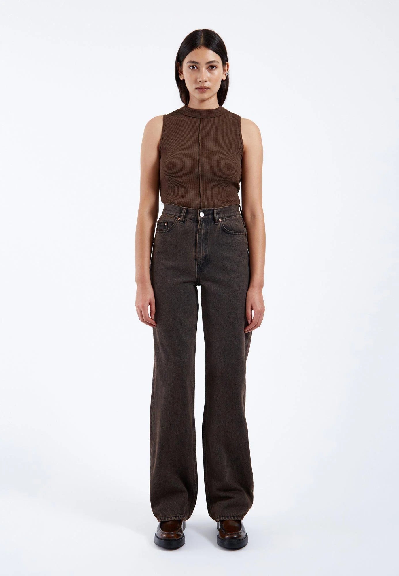 Pantalon taille haute coupe droite
