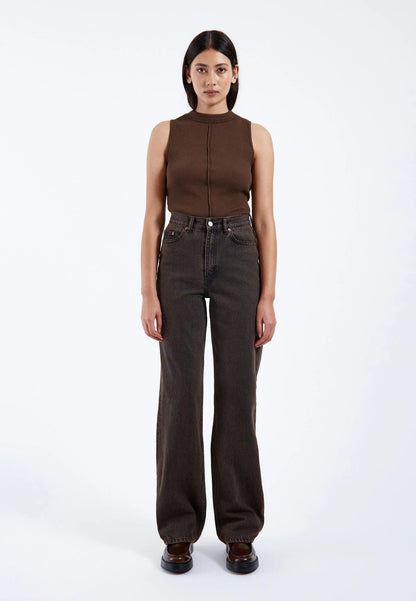 Pantalon taille haute coupe droite