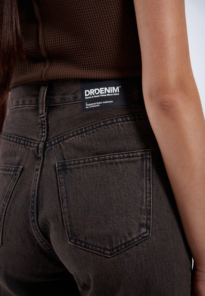 Détail du denim brun à faible élasticité