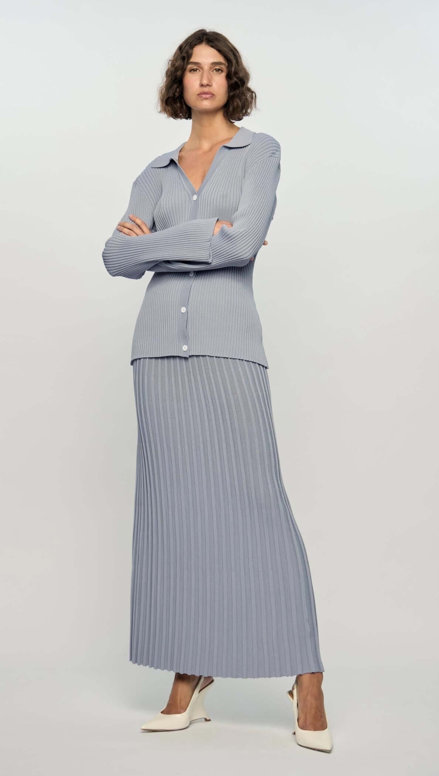 Vera Mauve - Jupe chic maille côtelée épaisse
