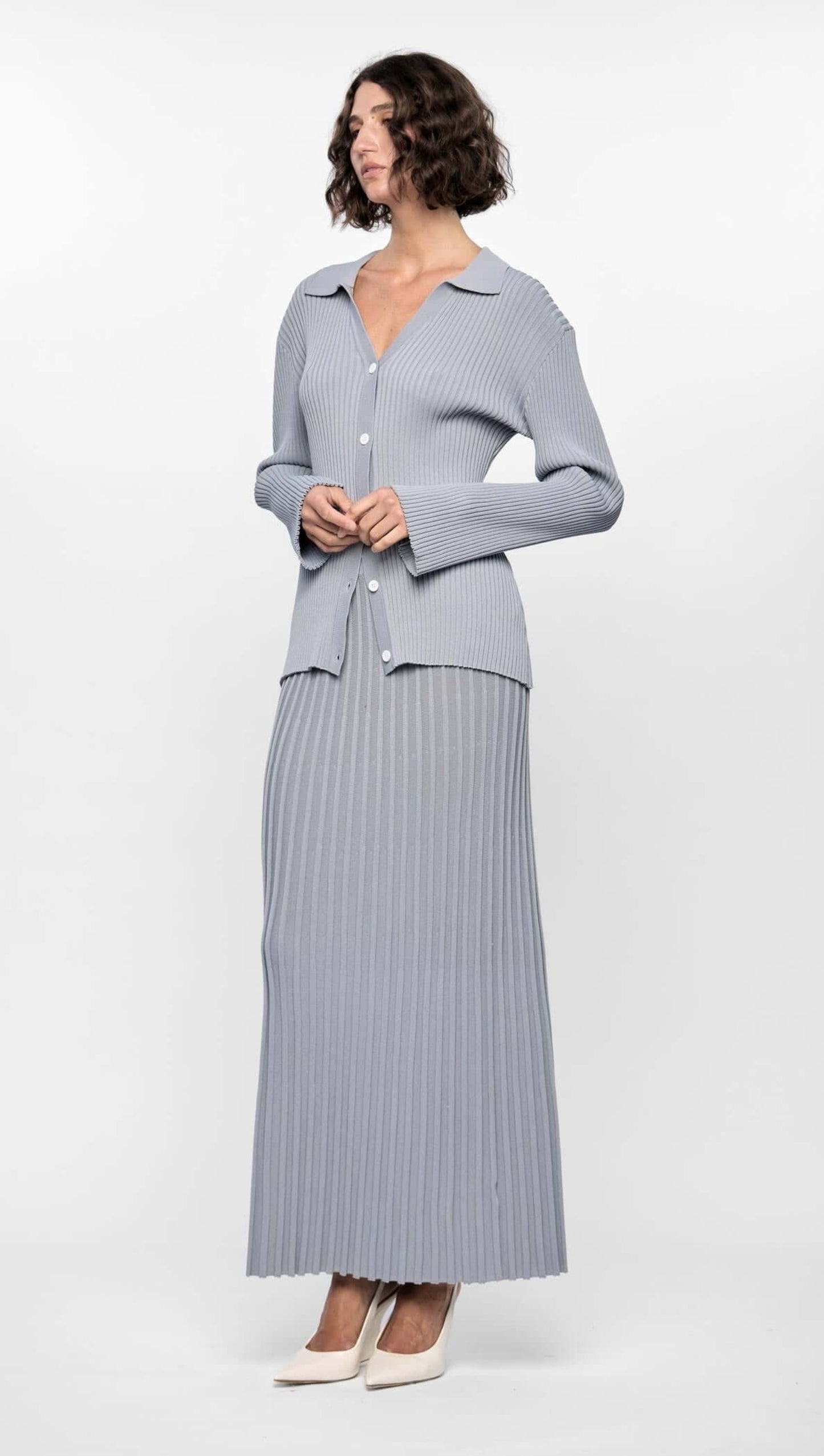 Vera Mauve - Jupe chic maille côtelée épaisse