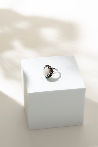 Kalinda Argent .925 Bague Pierre de Lune Statement