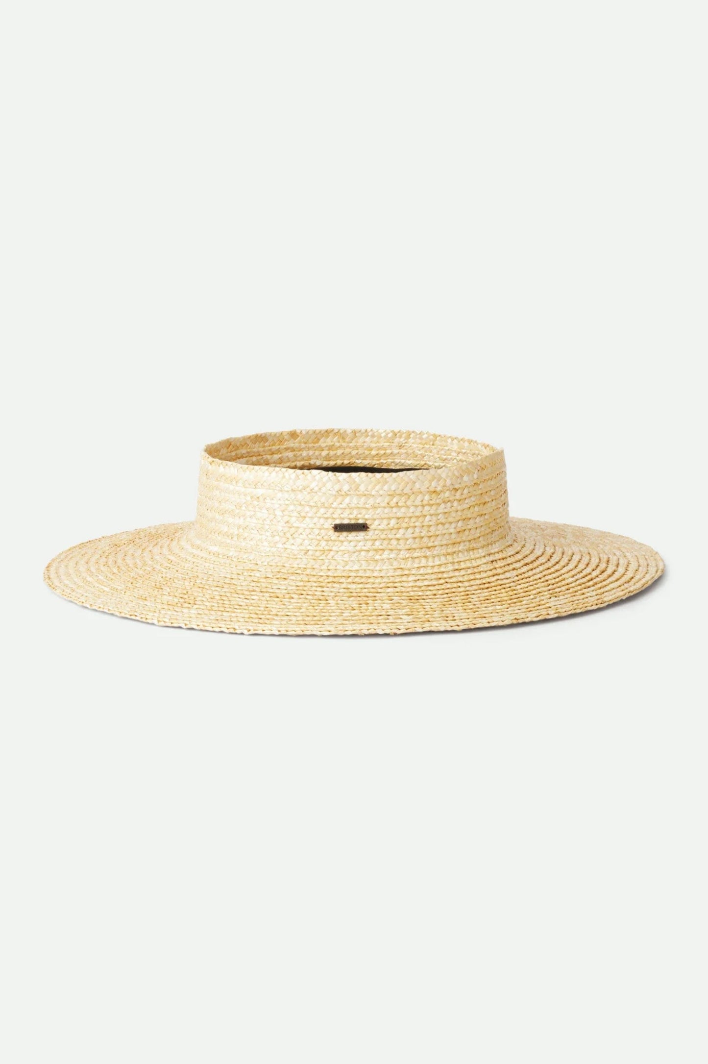 Visière Lima beige en paille naturelle présentée de côté, avec large bord droit et style estival chic.