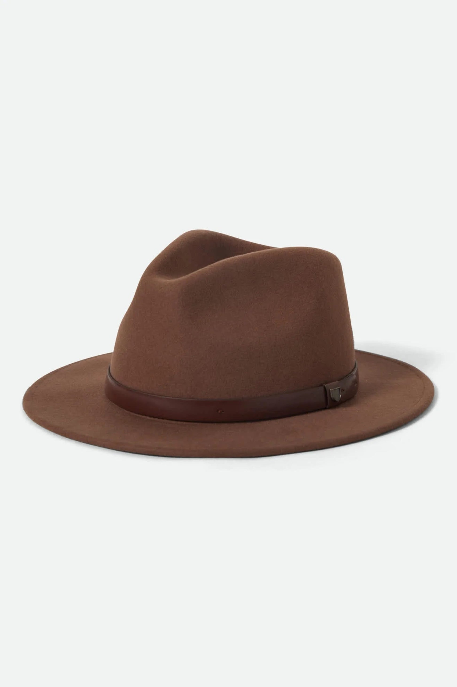 Chapeau Messer sépia avec bord droit, calotte structurée et style intemporel en feutre de laine.