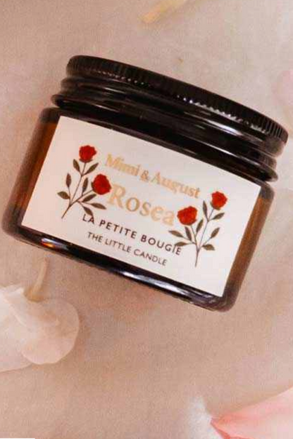 Bougie Mini Rosea vue du dessus avec cire de soja et parfum floral agrumes