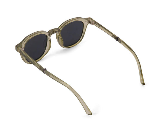 Lunettes de soleil Nika olive - vue arrière en biais montrant les branches repliées

