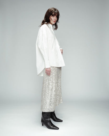 Ruba Argent - Jupe longue en sequin
