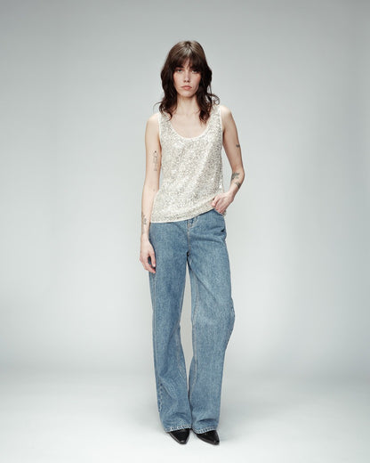 Aria Argent - Debardeur ample en sequin