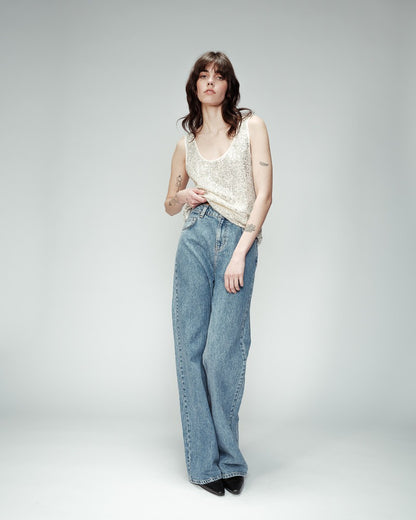 Aria Argent - Debardeur ample en sequin