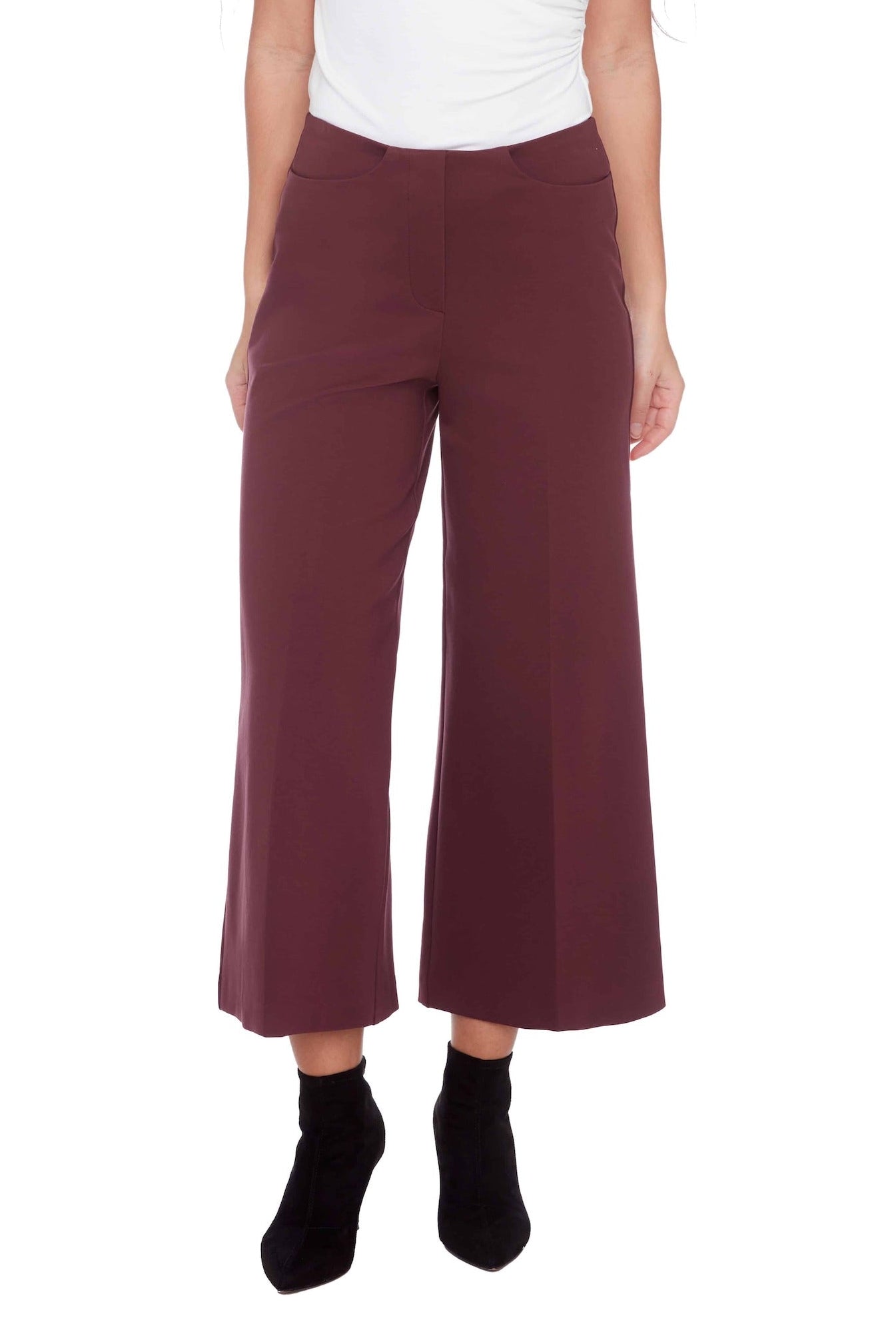 Pantalon Nala couleur merlot, coupe décontractée et jambe large