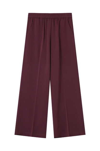 Vue avant du pantalon Noblesse bordeaux coupe droite et taille élastique