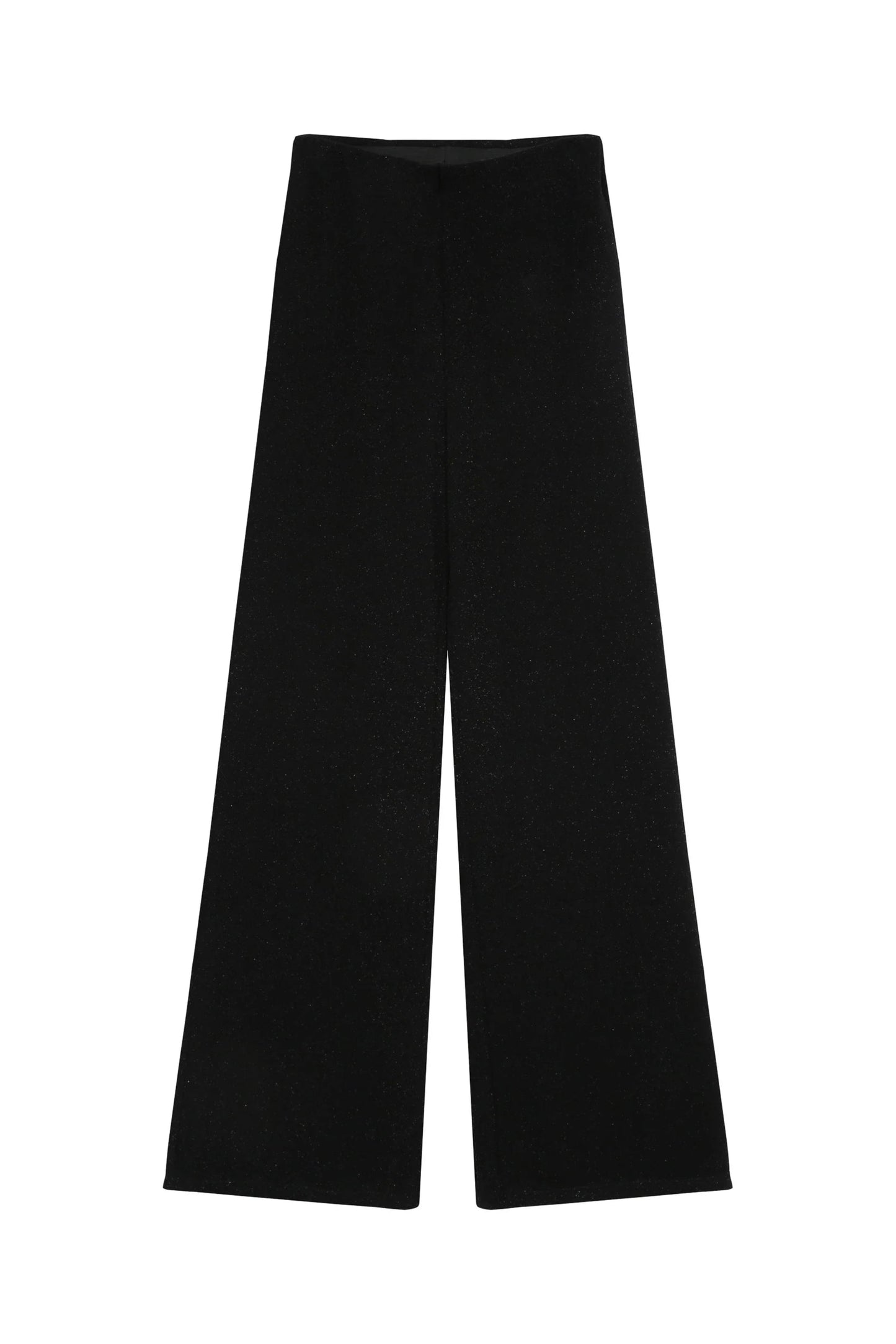 Pantalon Thelma noir à plat coupe droite jambe large