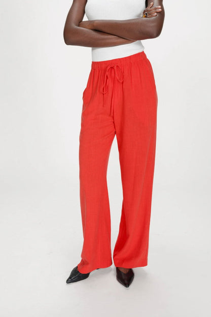 Dubourg Orange - Pantalon large fluide en lin