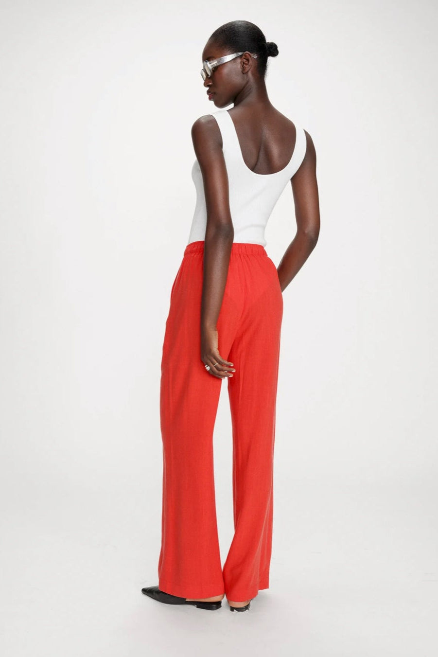 Dubourg Orange - Pantalon large fluide en lin