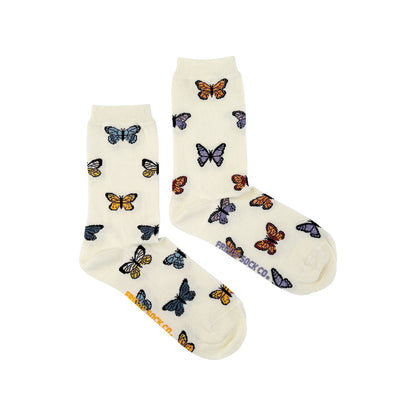 Papillon chaussettes écru en coton égyptien