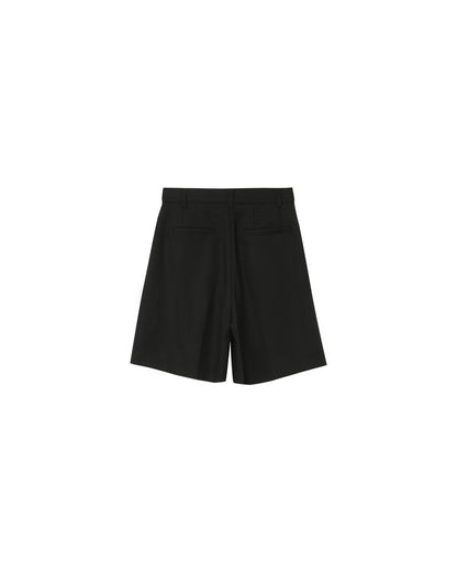 Petrelle Noir - Bermuda tailleur en lin et coton