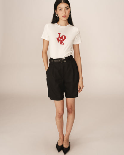 Petrelle Noir - Bermuda tailleur en lin et coton