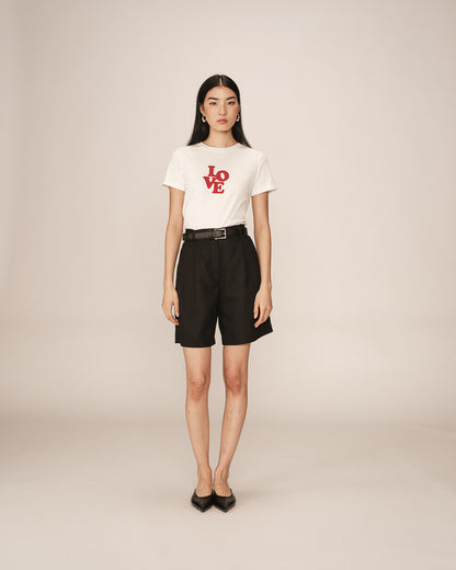 Petrelle Noir - Bermuda tailleur en lin et coton