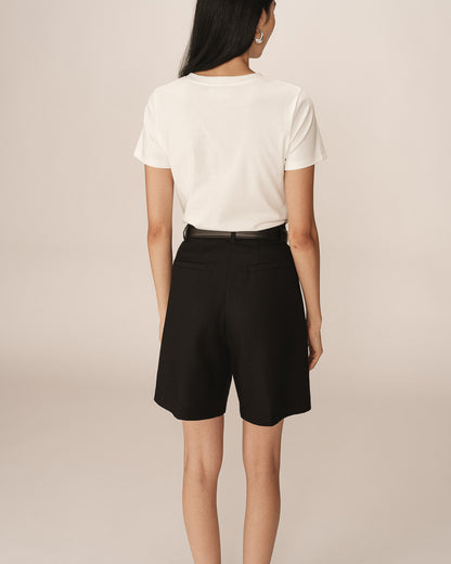 Petrelle Noir - Bermuda tailleur en lin et coton