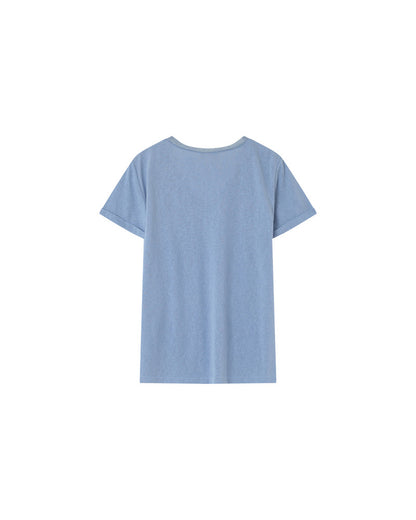 Pepito Bleu T-shirt en coton avec encolure en lurex