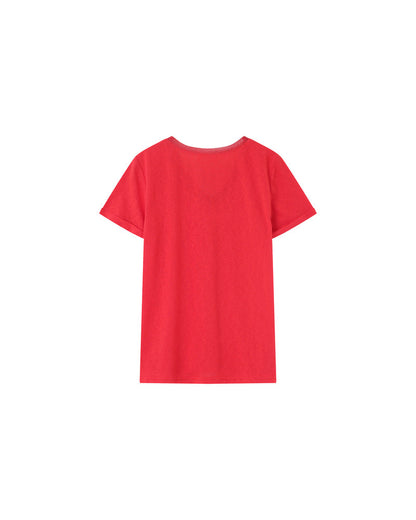 Pepito Rouge T-shirt en coton avec encolure en lurex