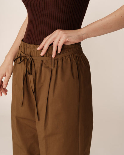 Peterson Marron - Pantalon ample en coton sergé