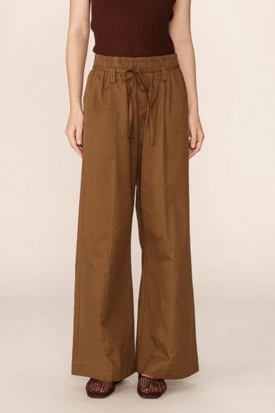Peterson Marron - Pantalon ample en coton sergé