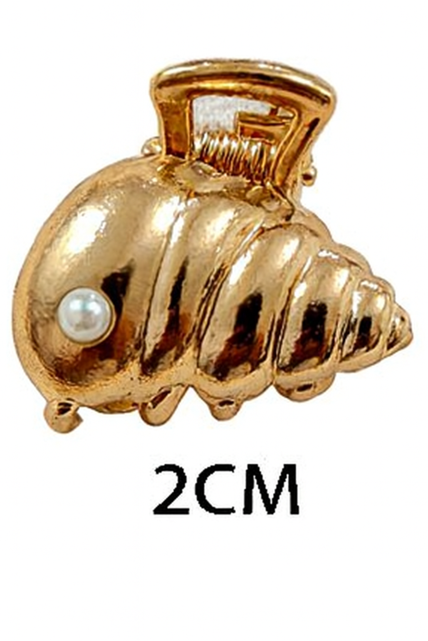 Pince cheveux conque dorée effet coquillage marin avec finition brillante et perle