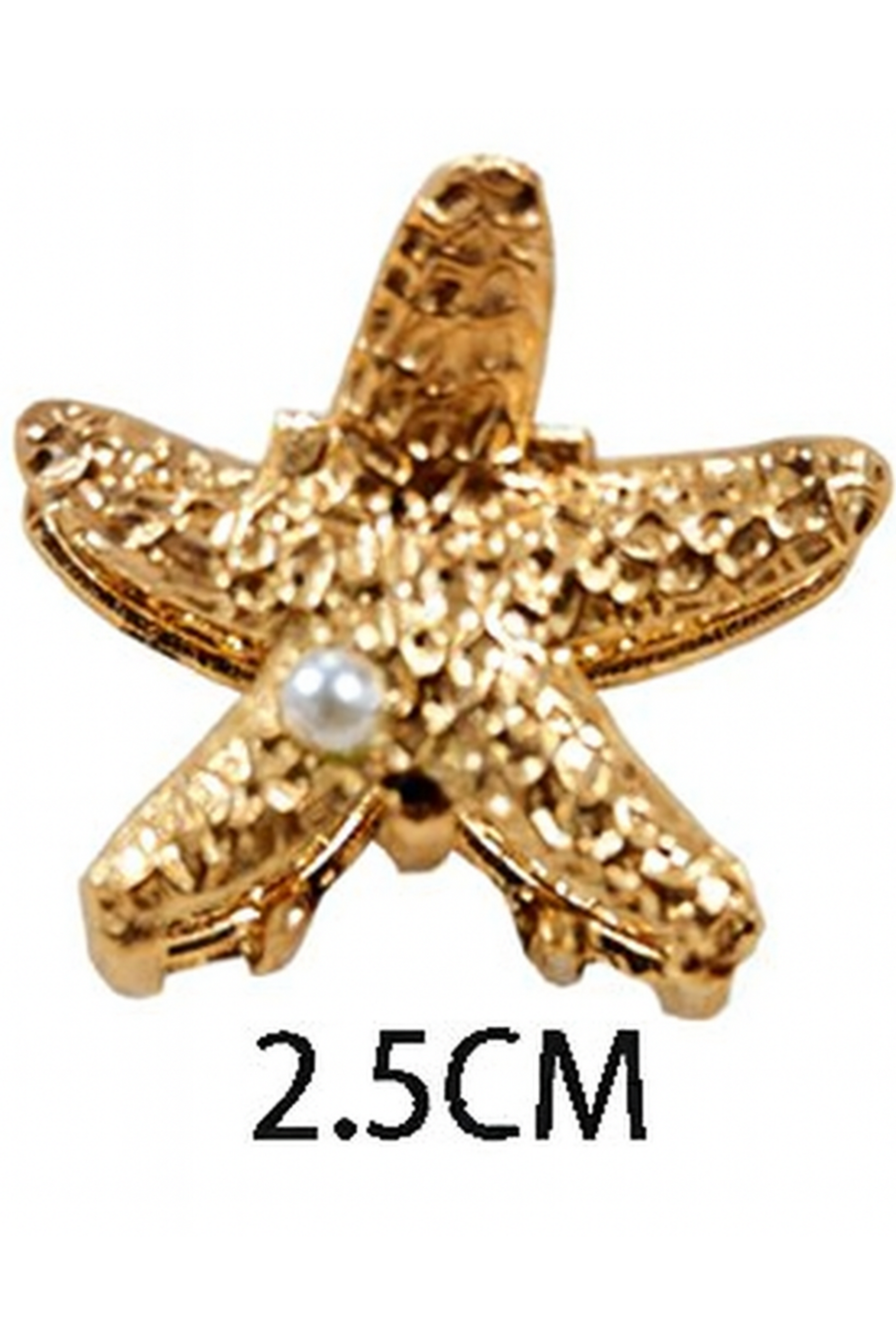 Pince cheveux étoile de mer dorée avec texture relief et perle décorative