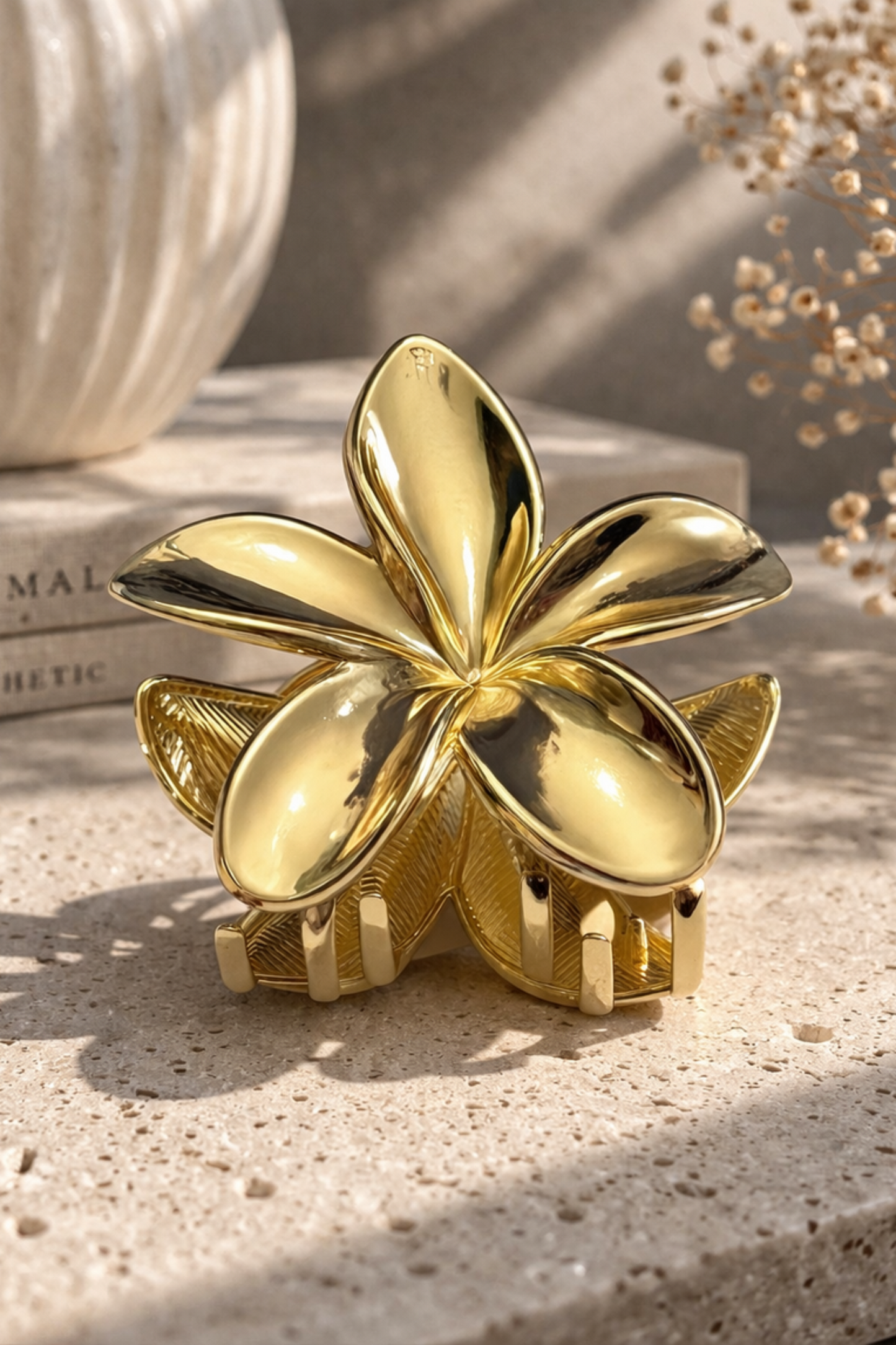 pince cheveux dorée forme fleur brillante + design élégant