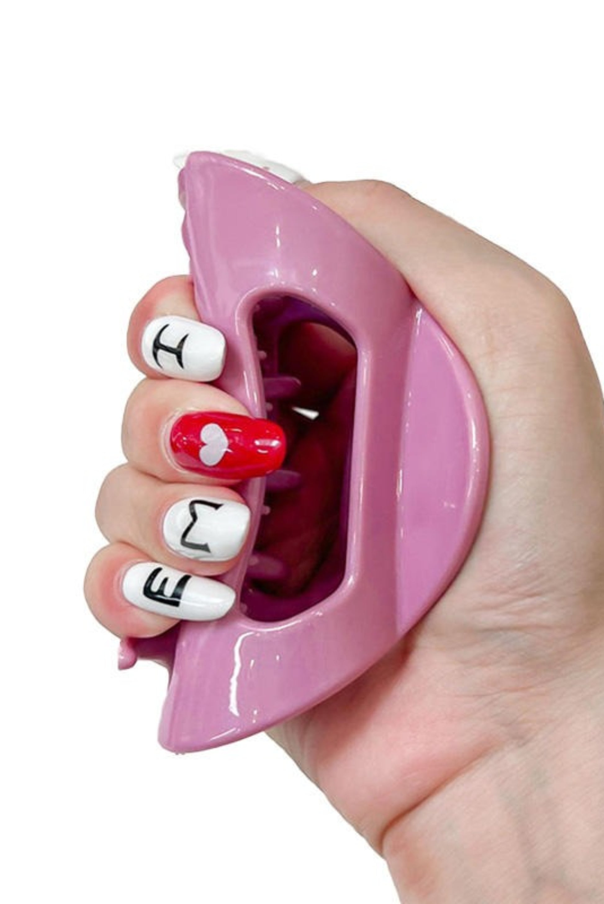 Pince à cheveux rose finition brillante – ressort solide