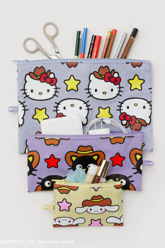 Pochette plate Hello Kitty Western taille L avec fournitures visibles – nylon recyclé multicolore