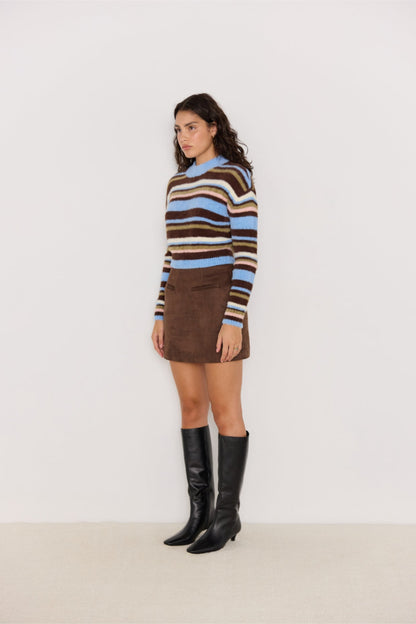 Pull Poet rayé multicolore, vue de côté avec manches longues