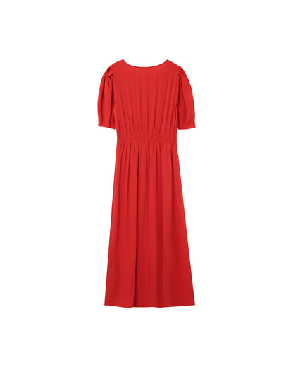 Bulcana Orange - Robe Longue dos smockée